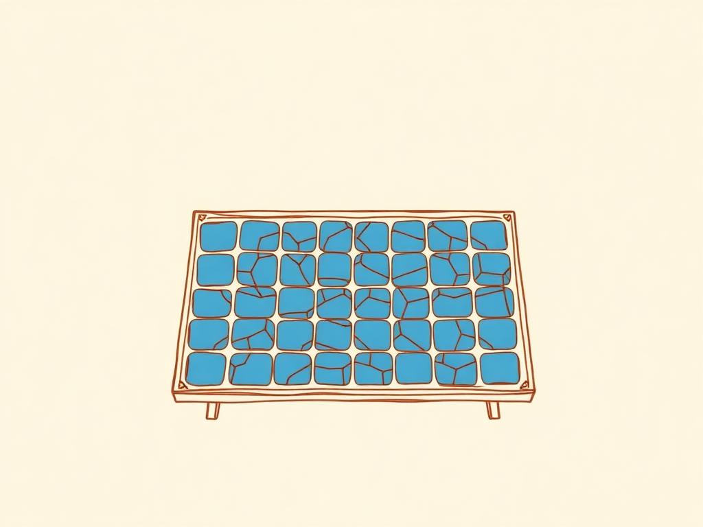 Polycrystalline solar panel with blue fragmented crystal cells