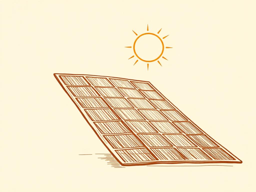 Flexible thin-film solar panel under a sun ray